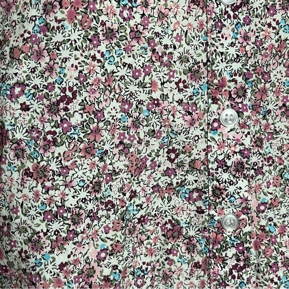 The Shirt Rochelle Behrens Elizabeth Size XL Button Up Ruffle Pink White Floral - Picture 3 of 10